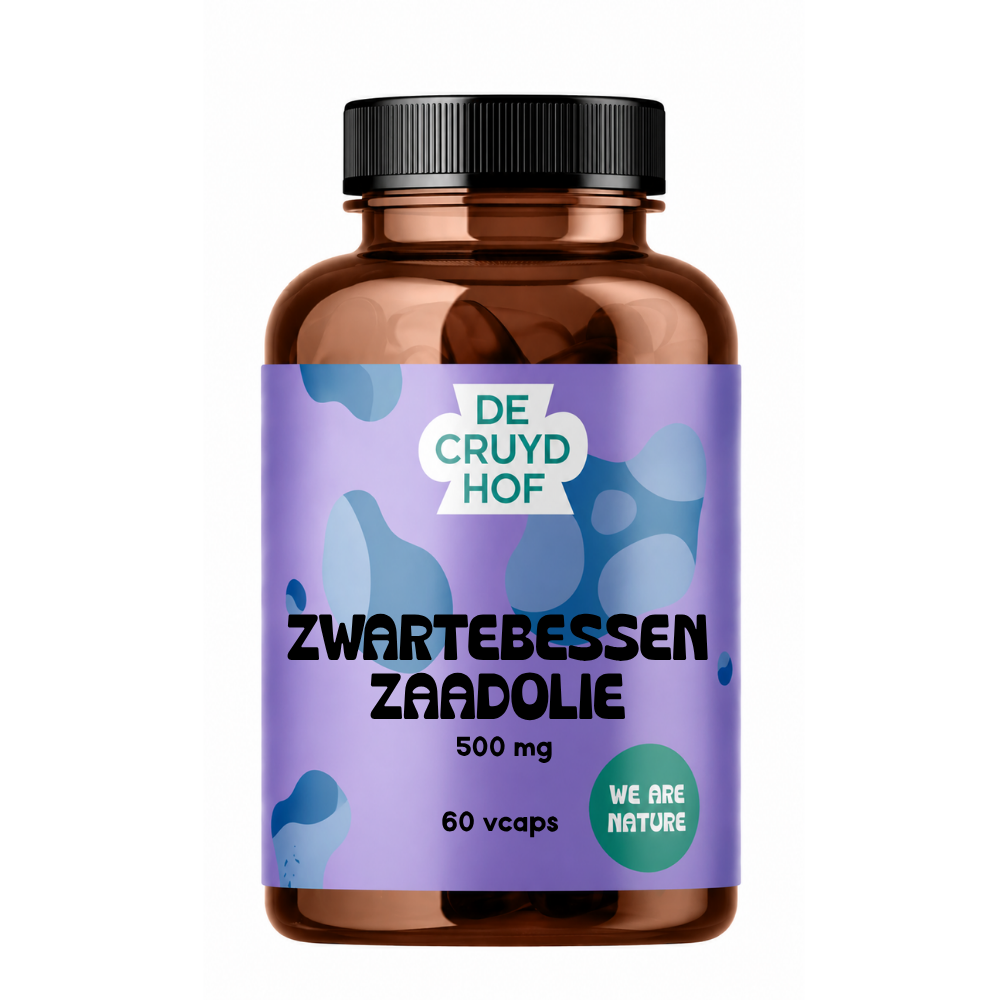 De Cruydhof De Cruydhof Zwartbessenzaadolie, 60 vcaps 60.00 Vegetarische capsules