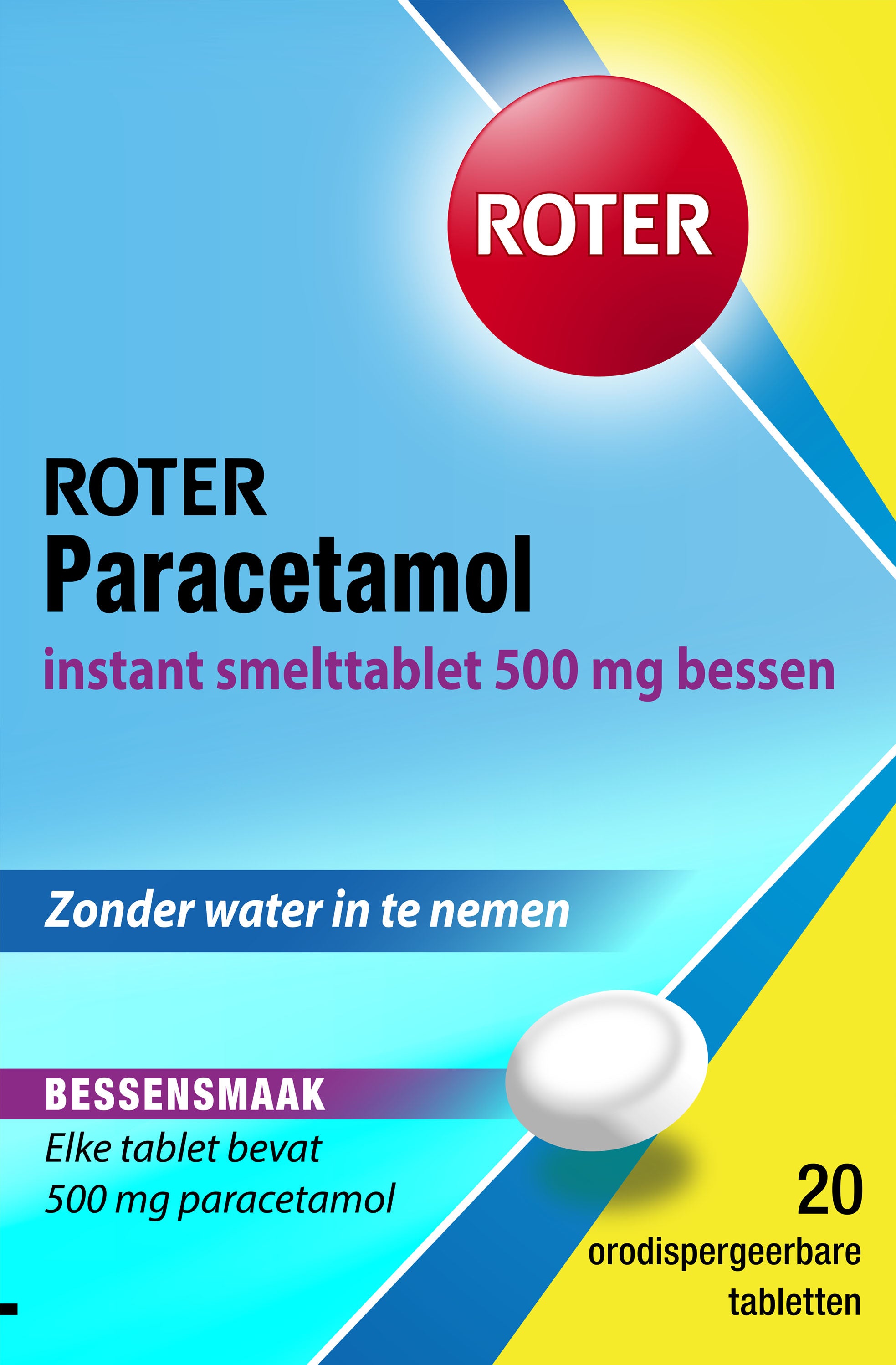 Roter Paracetamol 500mg smelttablet bessen smaak 20 Tabletten