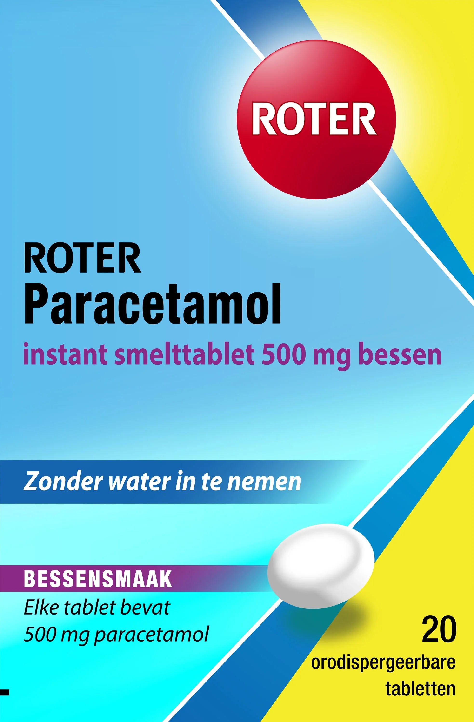 Roter Paracetamol 500mg smelttablet bessen smaak 20 Tabletten