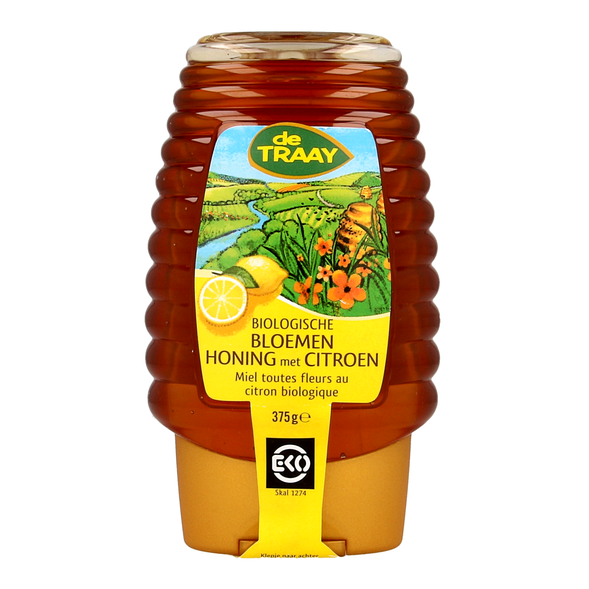de Traay Bloemenhoning met citroen knijpfles bio 365.00 Gram