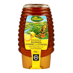 Traay Bloemenhoning met citroen knijpfles bio 365 Gram