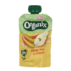 Organix Knijpfruit mango, peer & granola 6+ mnd bio 100 Gram