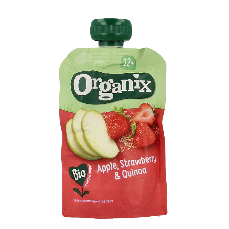 Organix Knijpfruit appel, aardbei & quinoa 12 maanden bio 100 Gram