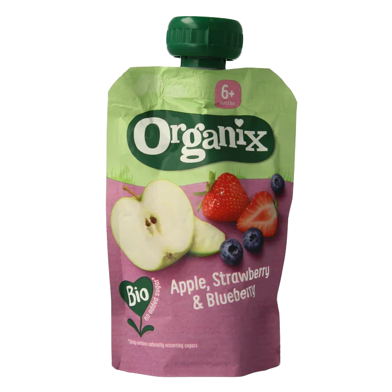 Organix Knijpfruit appel, aardbei en bosbessen 6+M bio 100 Gram
