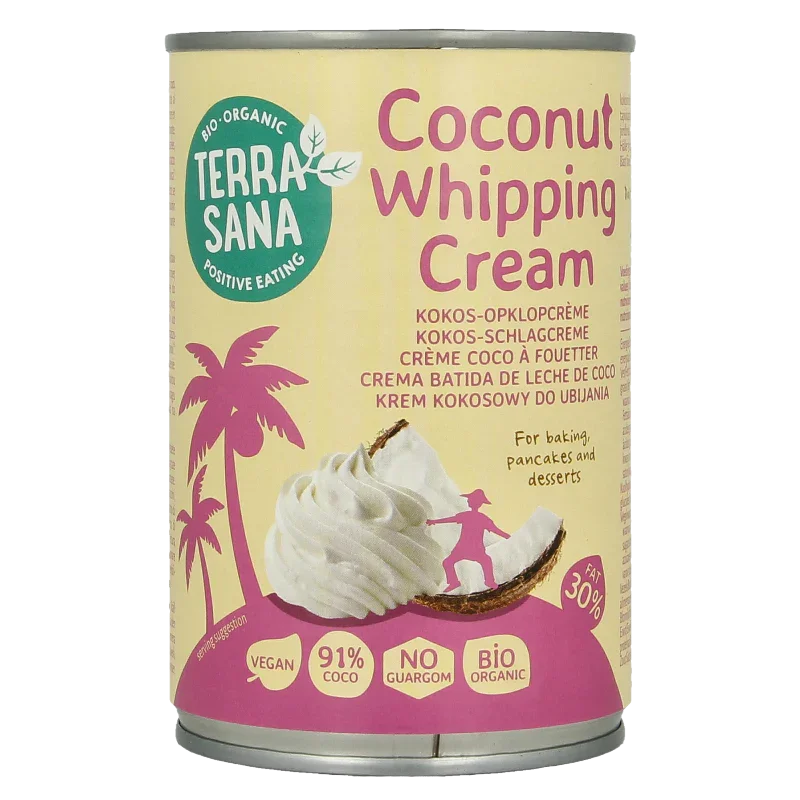 TerraSana Kokosmelk slagroom 30% vet bio 400 Milliliter