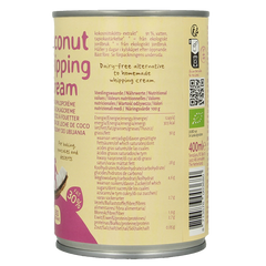 TerraSana Kokosmelk slagroom 30% vet bio 400 Milliliter