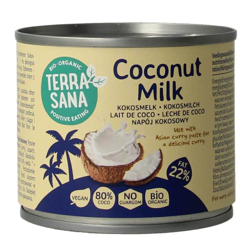 TerraSana Kokosmelk 22% vet bio 200 Milliliter