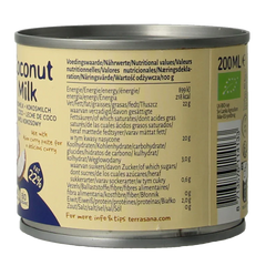 TerraSana Kokosmelk 22% vet bio 200 Milliliter