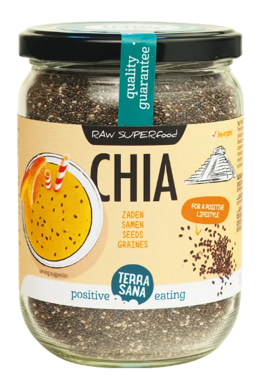 TerraSana Raw chia zaad in glas bio 330 Gram