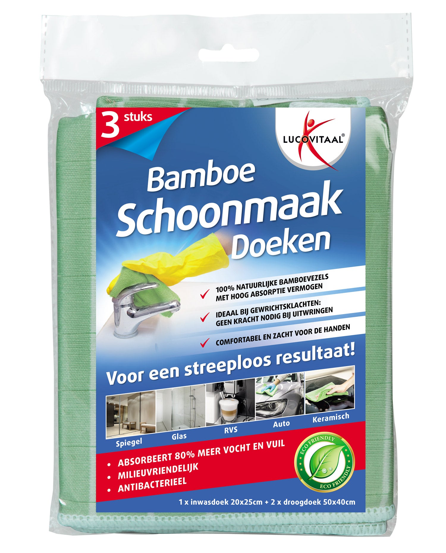 Lucovitaal Bamboe schoonmaakdoek 3 Stuks