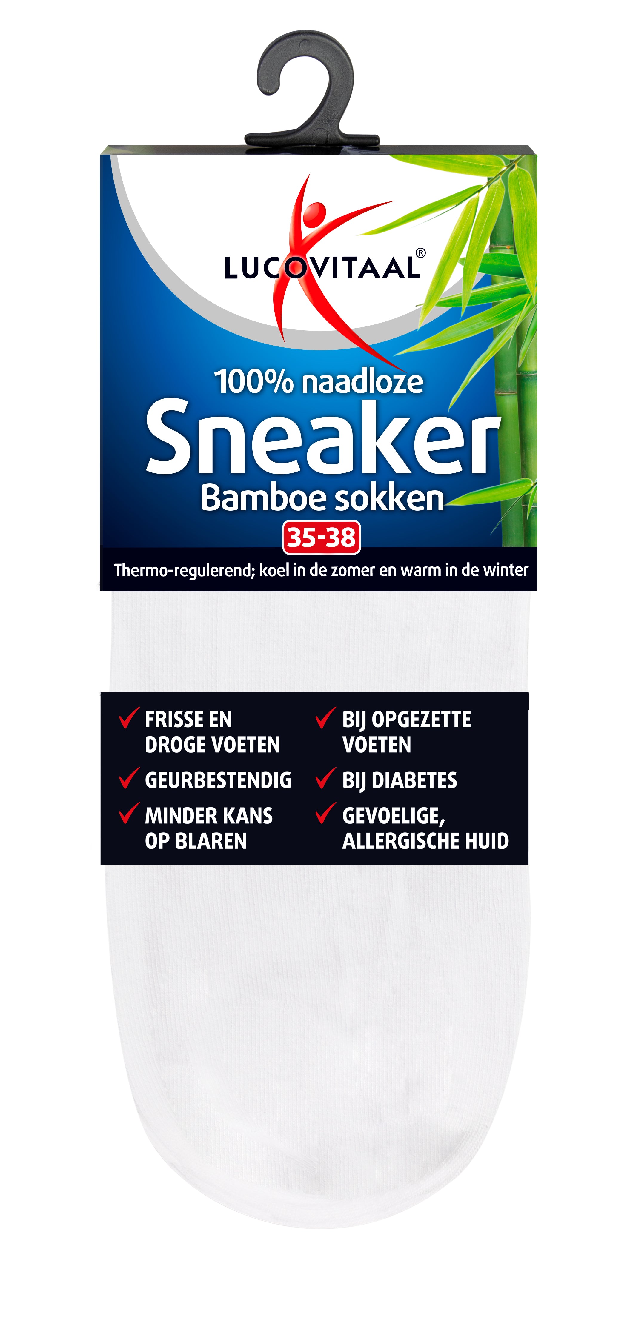 Lucovitaal Bamboe sneakersok wit maat 35-38 1.00 Paar