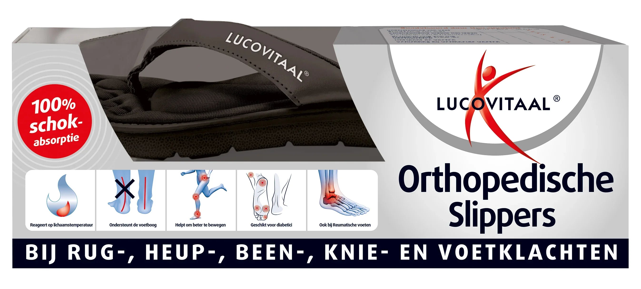 Lucovitaal Orthopedische slippers maat 45-46 zwart 1 Paar