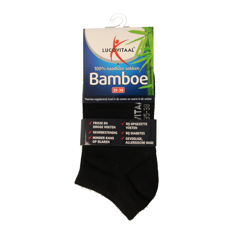 Lucovitaal Bamboe enkelsok zwart maat 35-38 1 Paar