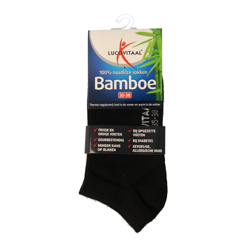 Lucovitaal Bamboe enkelsok zwart maat 35-38 1 Paar