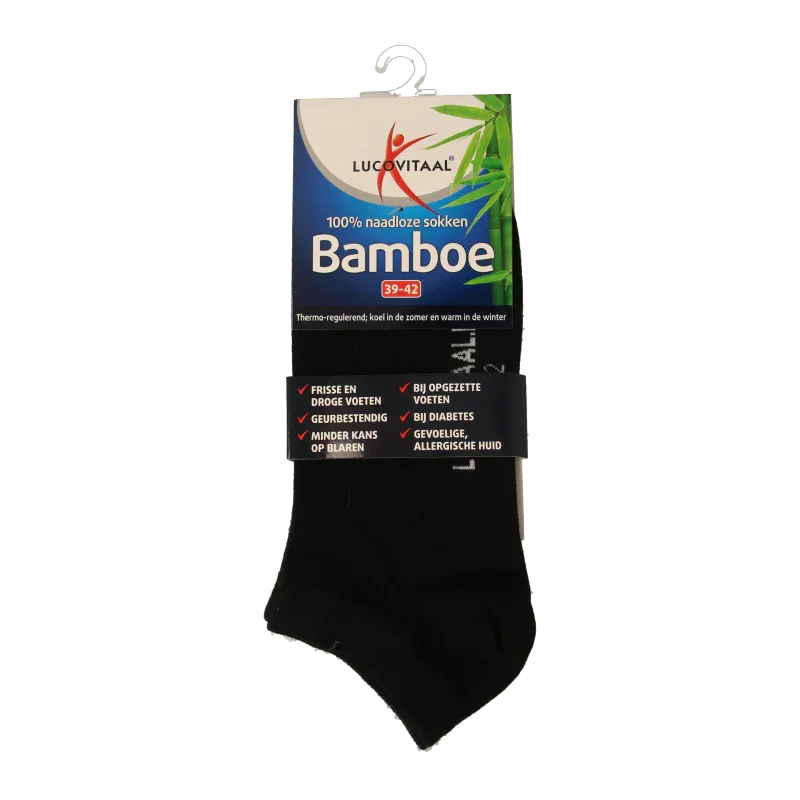 Lucovitaal Bamboe enkelsok zwart maat 39-42 1 Paar