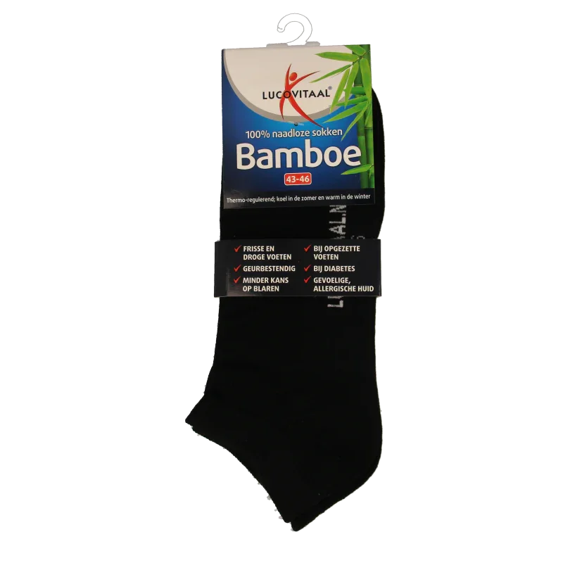 Lucovitaal Bamboe enkelsok zwart maat 43-46 1 Paar