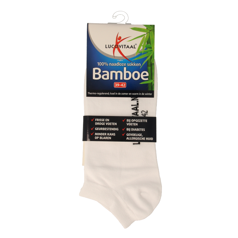 Lucovitaal Bamboe enkelsok wit maat 39-42 1 Paar