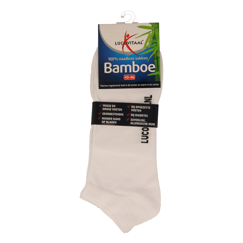 Lucovitaal Bamboe enkelsok wit maat 43-46 1 Paar