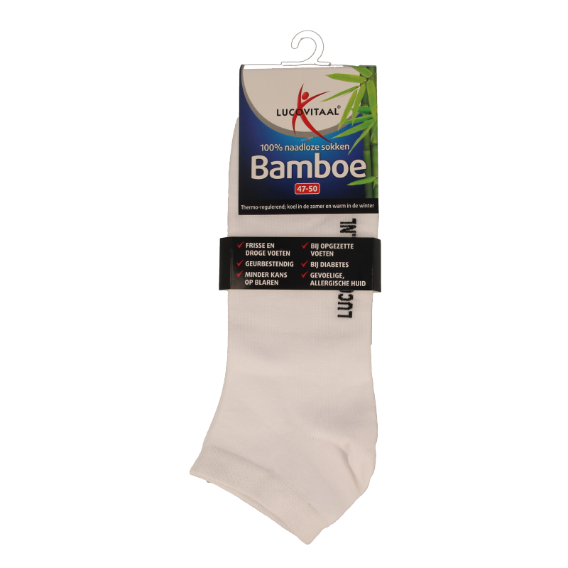 Lucovitaal Bamboe enkelsok wit maat 47-50 1 Paar