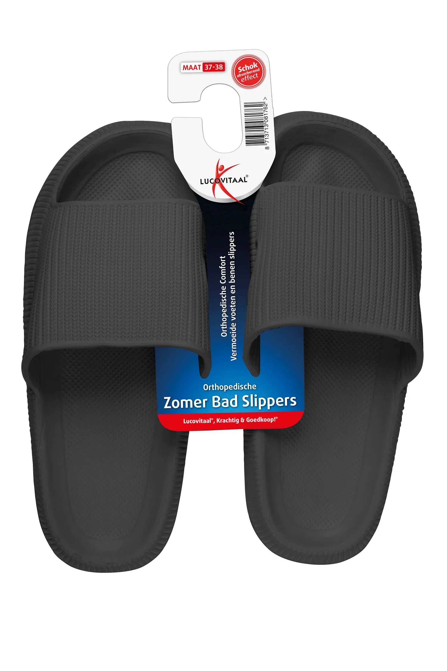 Lucovitaal Orthopedische badslipper 37-38 zwart 1 Paar