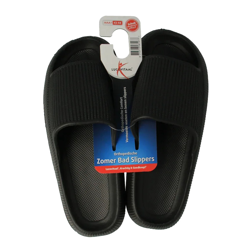 Lucovitaal Orthopedische badslipper 43-44 zwart 1 Paar