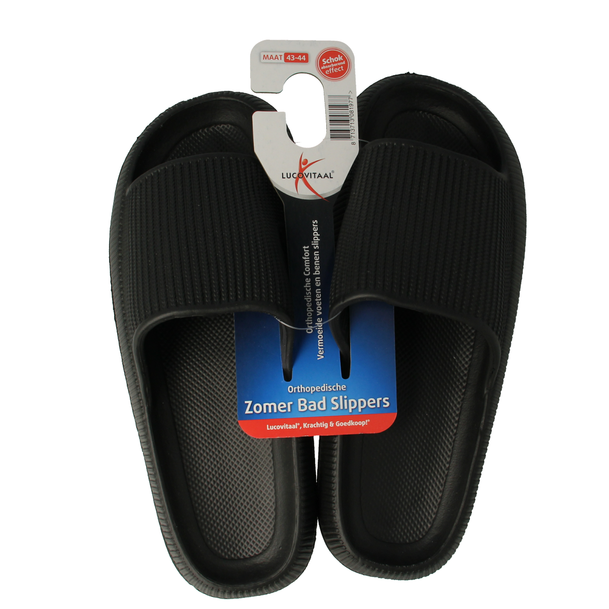 Lucovitaal Orthopedische badslipper 43-44 zwart 1.00 Paar