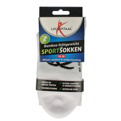 Lucovitaal Sportsok bamboe wit 35-38 1 Paar