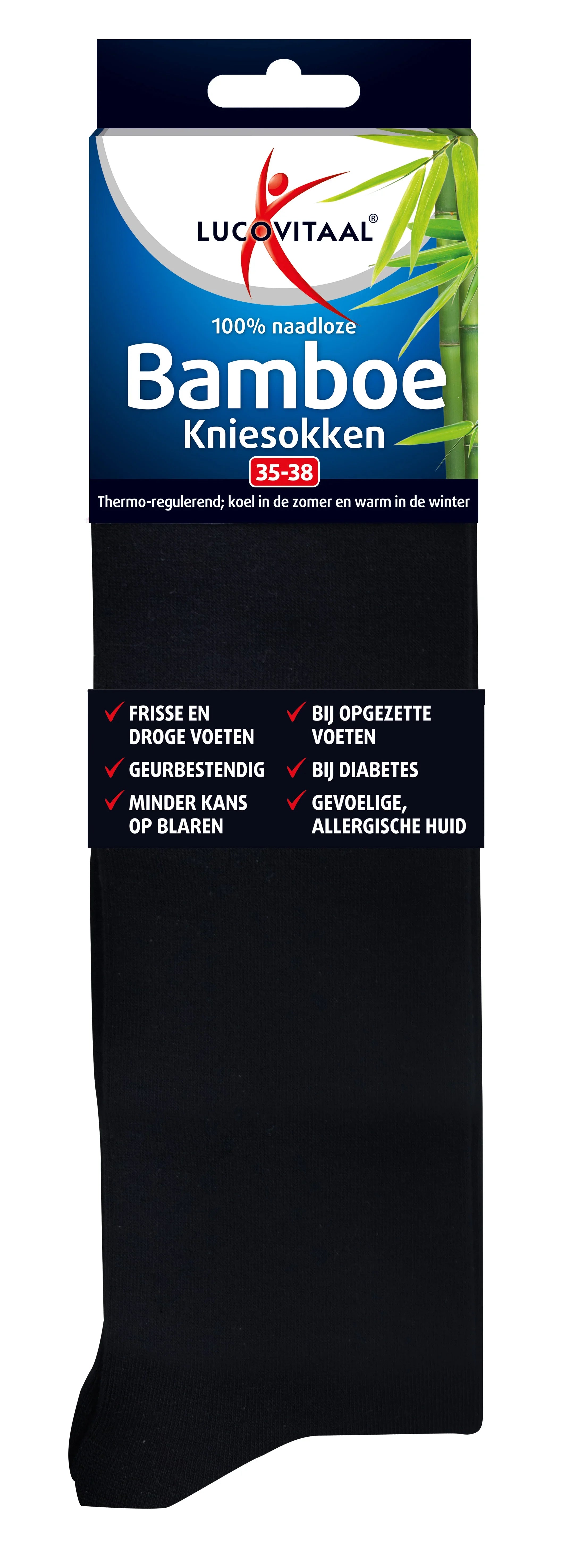 Lucovitaal Bamboe kniesok zwart maat 35-38 1 Paar