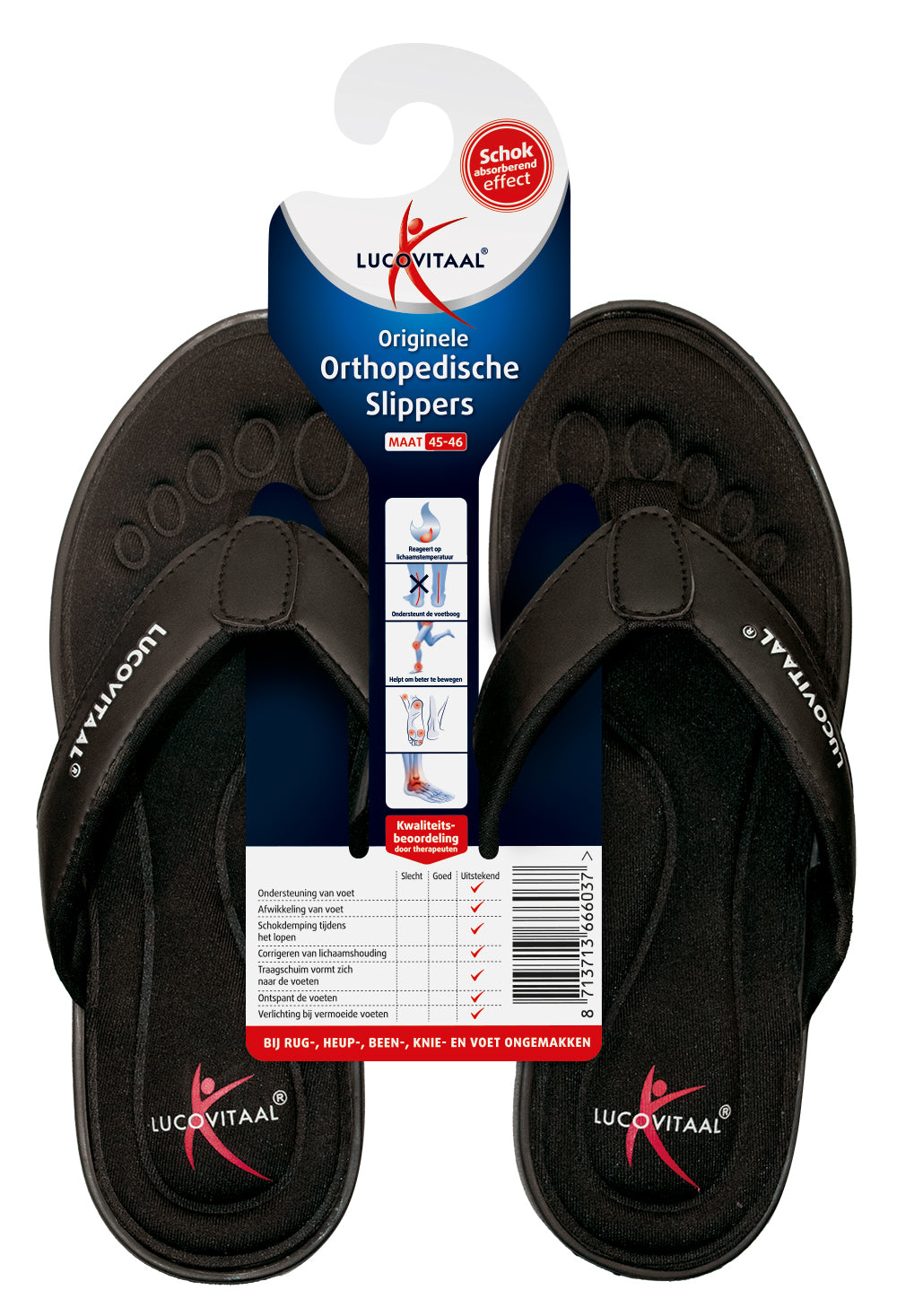 Lucovitaal Orthopedische slipper 45-46 zwart 1.00 Paar