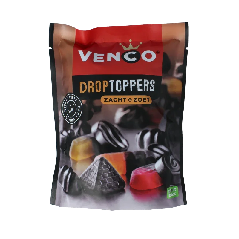 Venco Droptoppers zacht zoet 225 Gram
