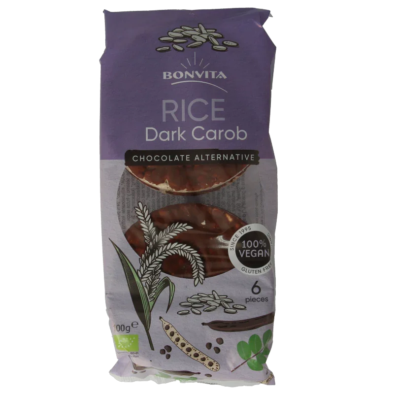 Bonvita Rijstwafels puur carobe bio 100 Gram