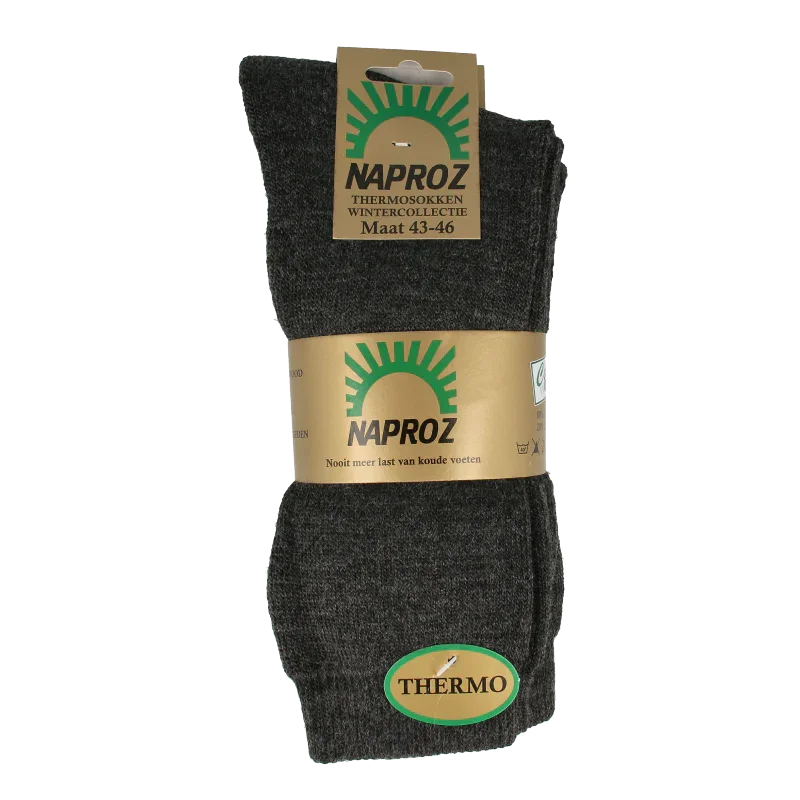 Naproz Thermo sokken grijs maat 43-46 3 Paar