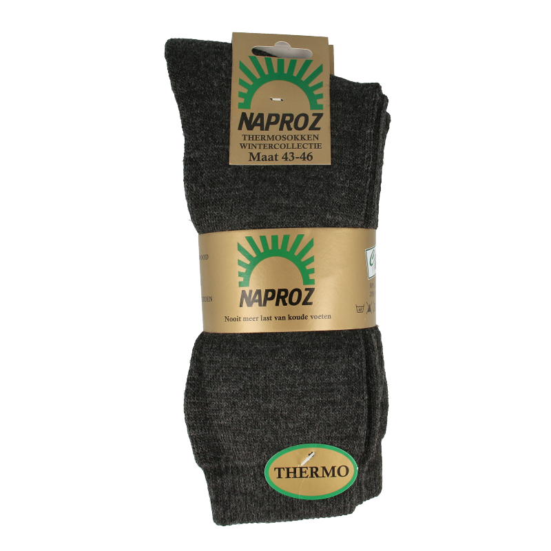 Naproz Thermo sokken grijs maat 43-46 3 Paar