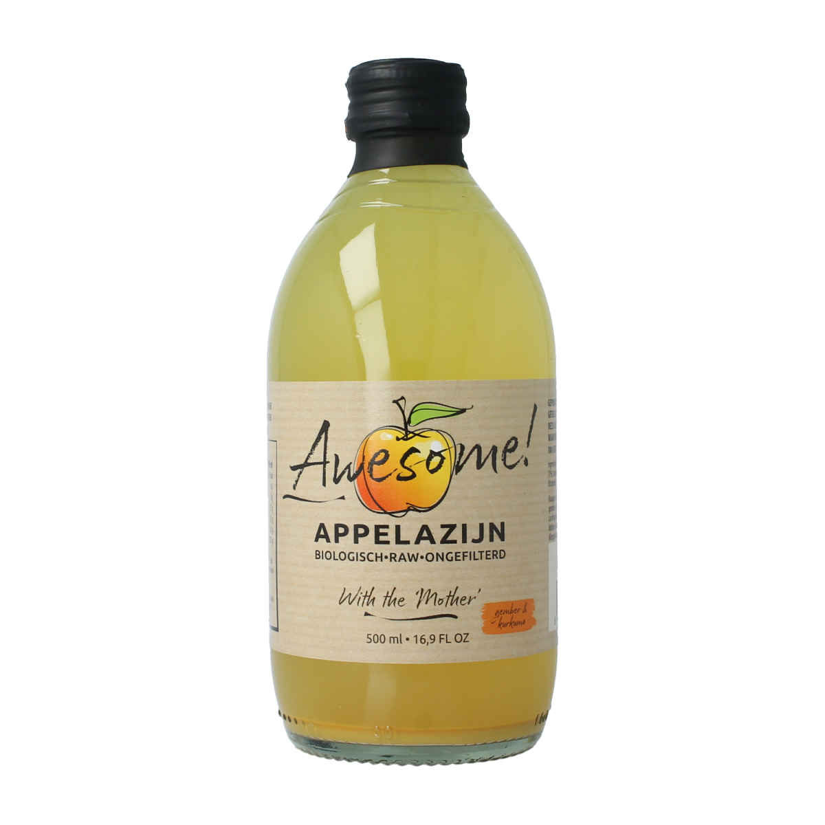 Awesome Appelazijn gember curcuma bio 500.00 Milliliter