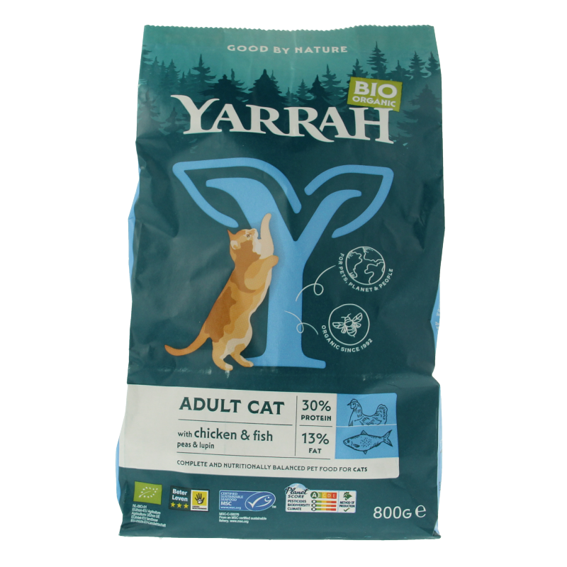 Yarrah Adult kattenvoer met vis bio 800 Gram