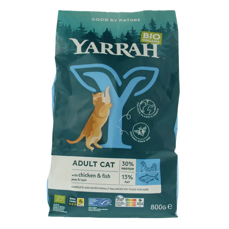 Yarrah Adult kattenvoer met vis bio 800 Gram