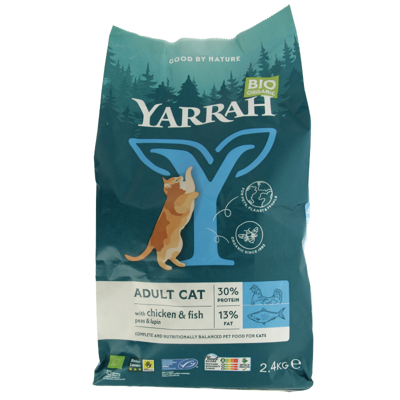 Yarrah Adult kattenvoer met vis bio 2400 Gram