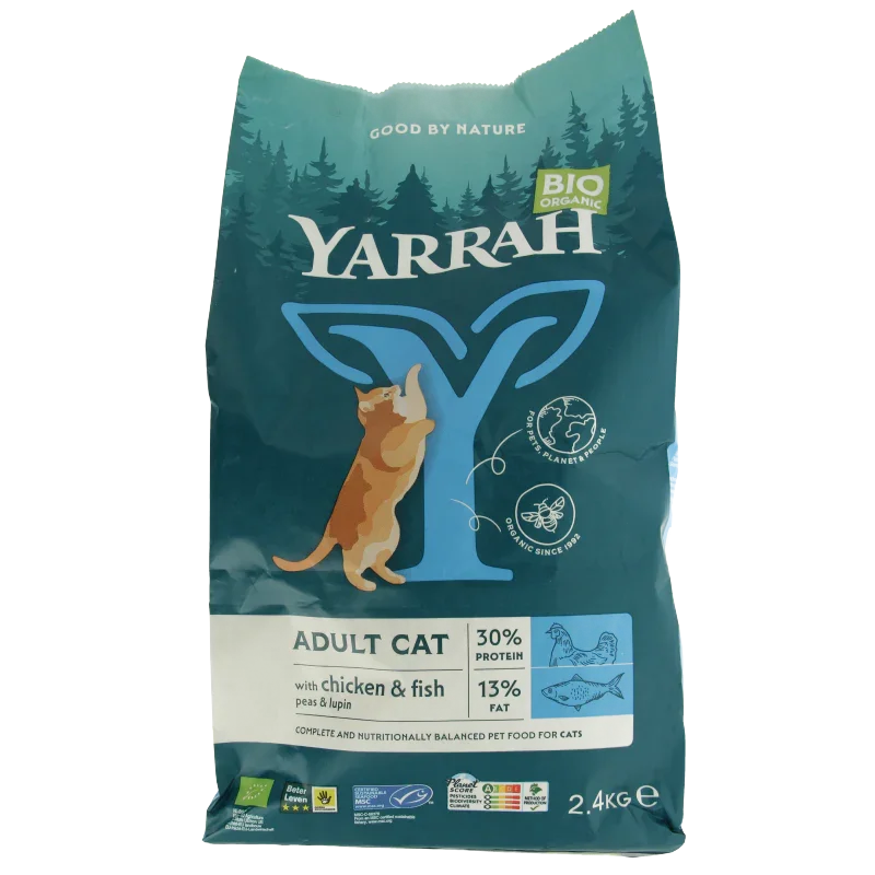 Yarrah Adult kattenvoer met vis bio 2400 Gram