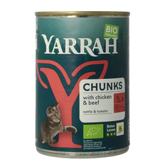 Yarrah Kattenvoer chunks met kip en rund bio 405 Gram