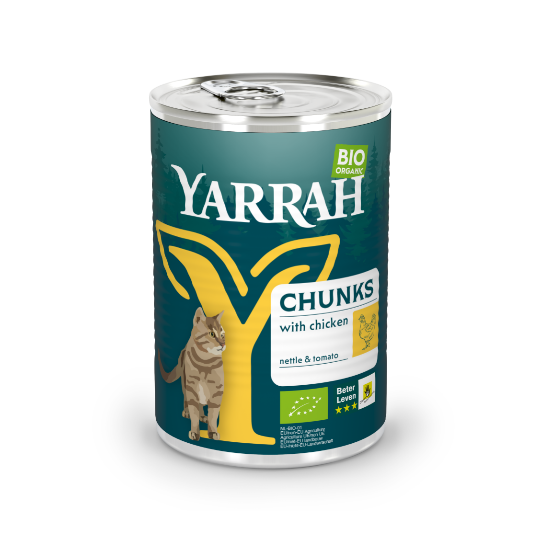 Yarrah Kattenvoer chunks kip in saus bio 405.00 Gram