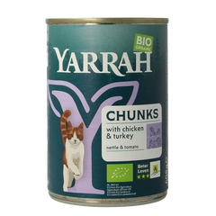 Yarrah Kattenvoer chunks kip kalkoen in saus bio 405.00 Gram