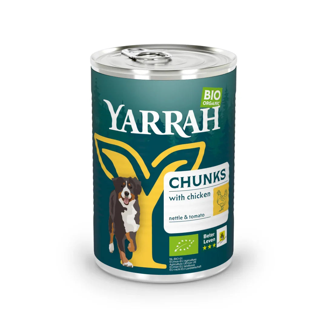 Yarrah Hond brokjes kip in saus bio 405 Gram