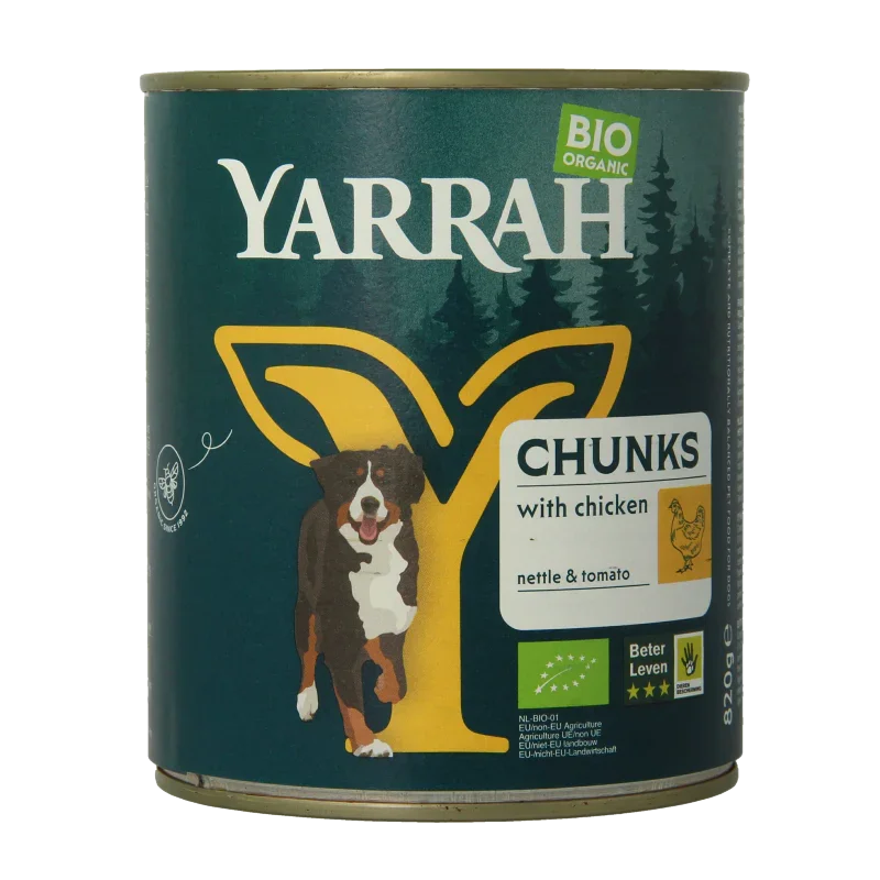 Yarrah Hond brokjes kip in saus bio 820 Gram