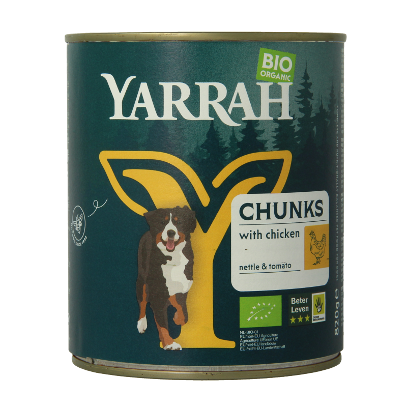 Yarrah Hond brokjes kip in saus bio 820 Gram