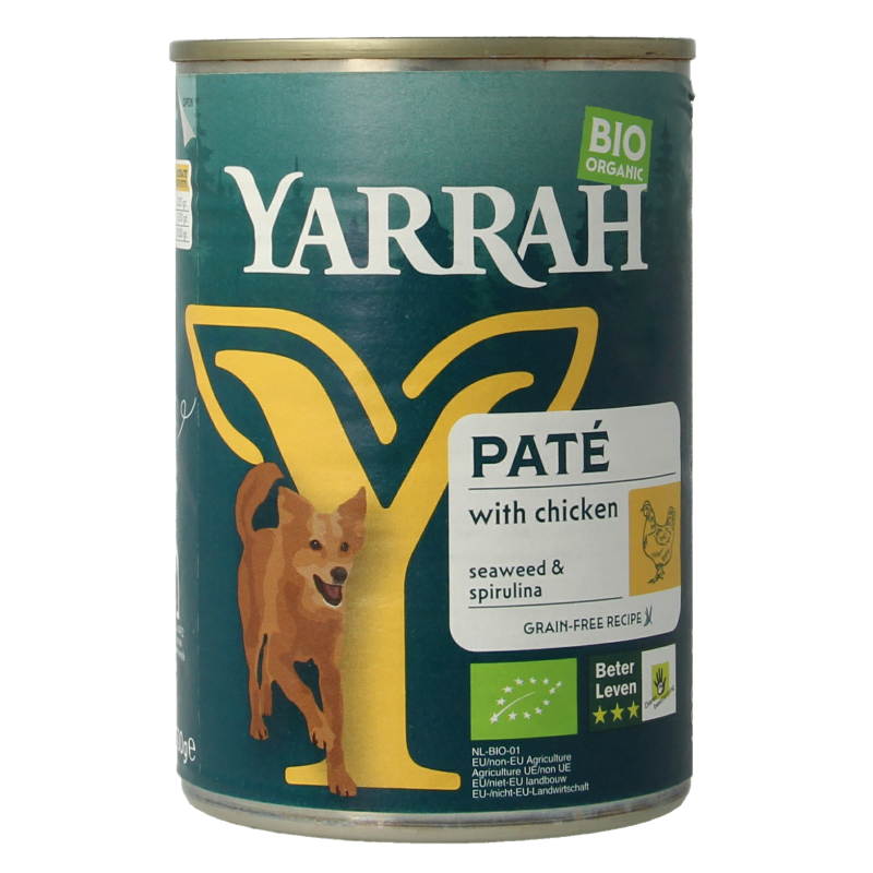 Yarrah Hond pate met kip bio 400 Gram