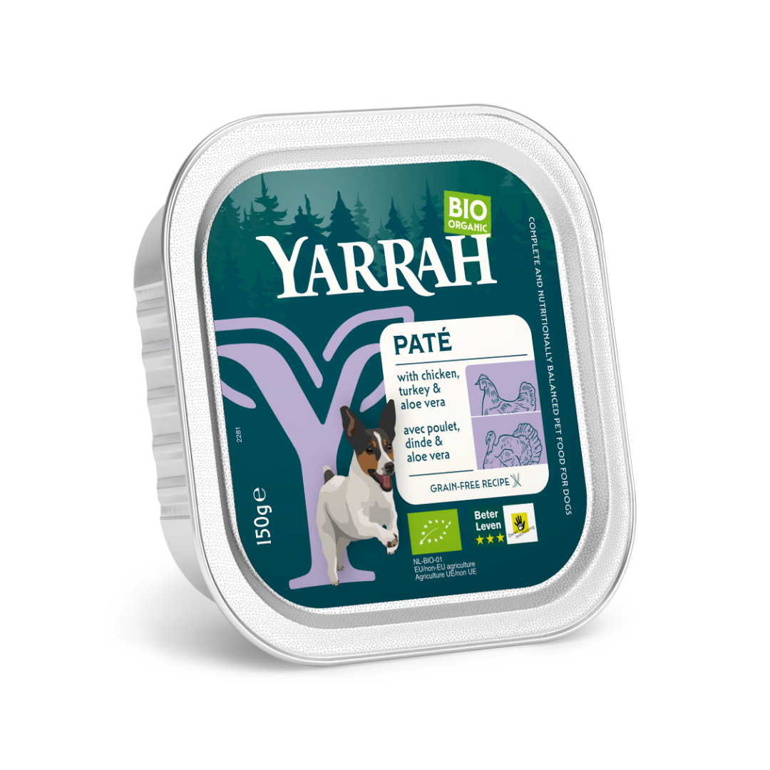 Yarrah Hondenvoer pate met kip en kalkoen bio 150.00 Gram