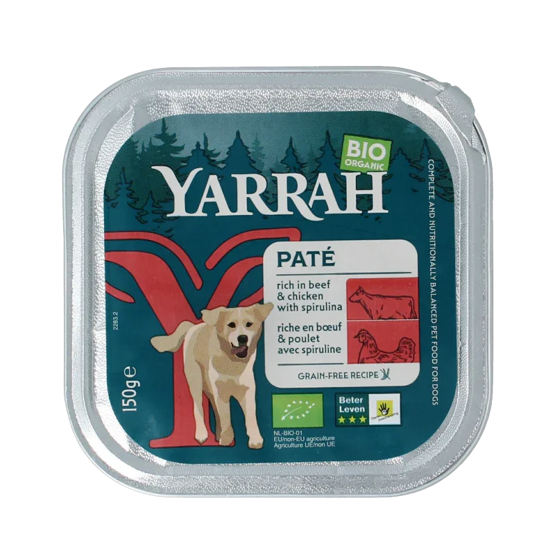 Yarrah Hondenvoer pate met rund en kip bio 150 Gram