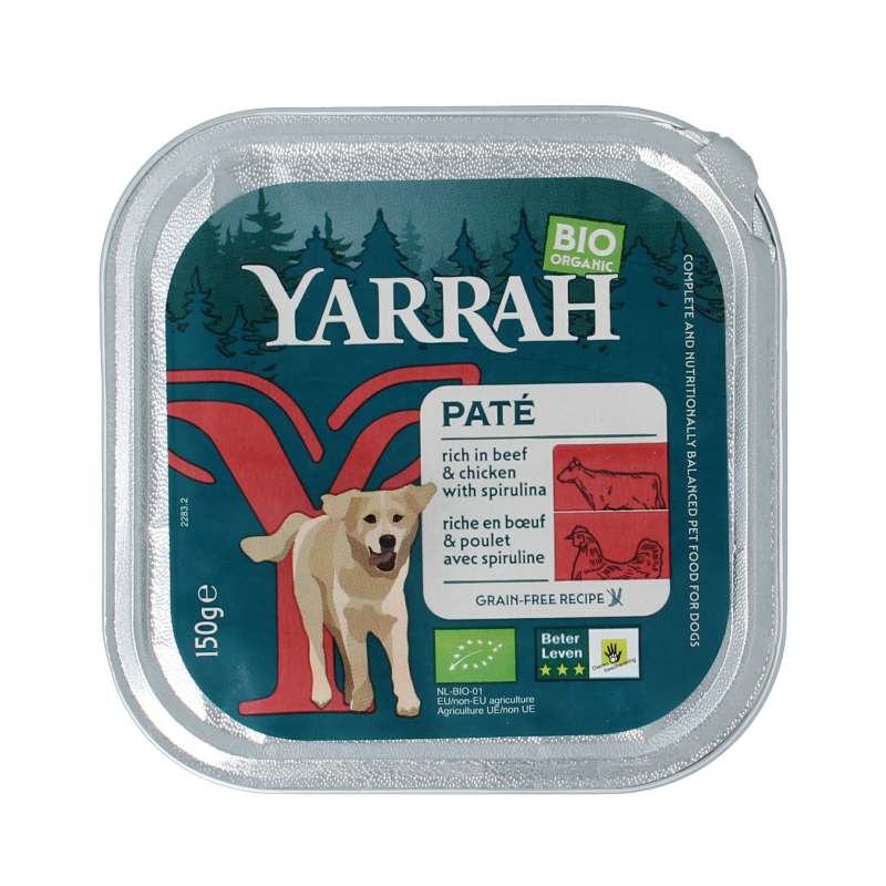 Yarrah Hondenvoer pate met rund en kip bio 150 Gram