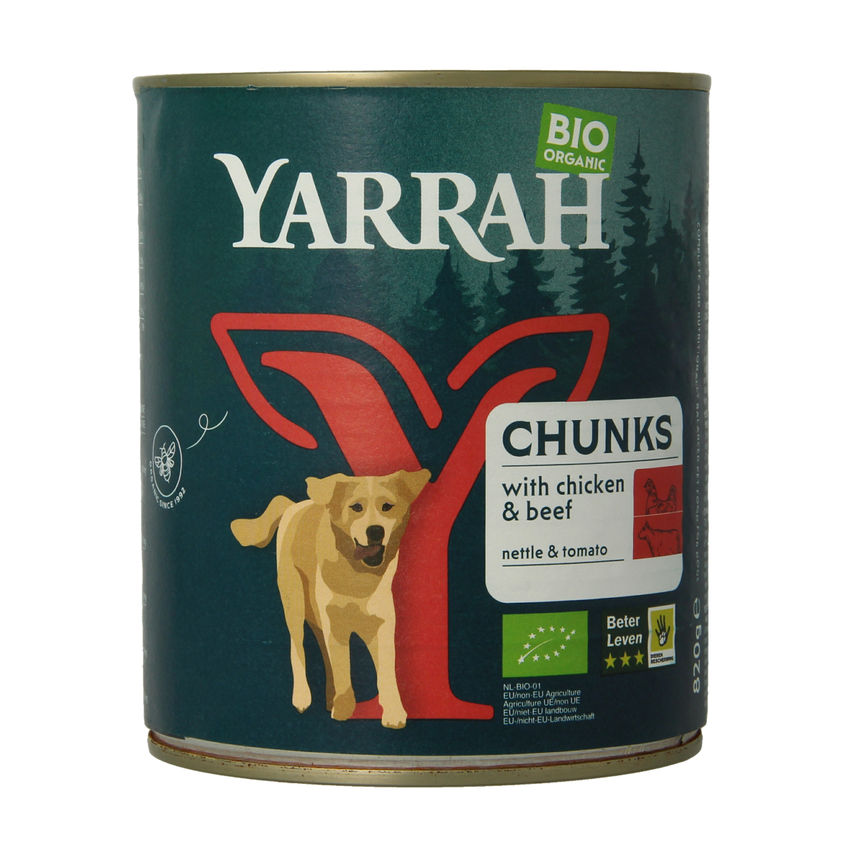 Yarrah Hondenvoer chunks rund en kip in saus bio 820.00 Gram