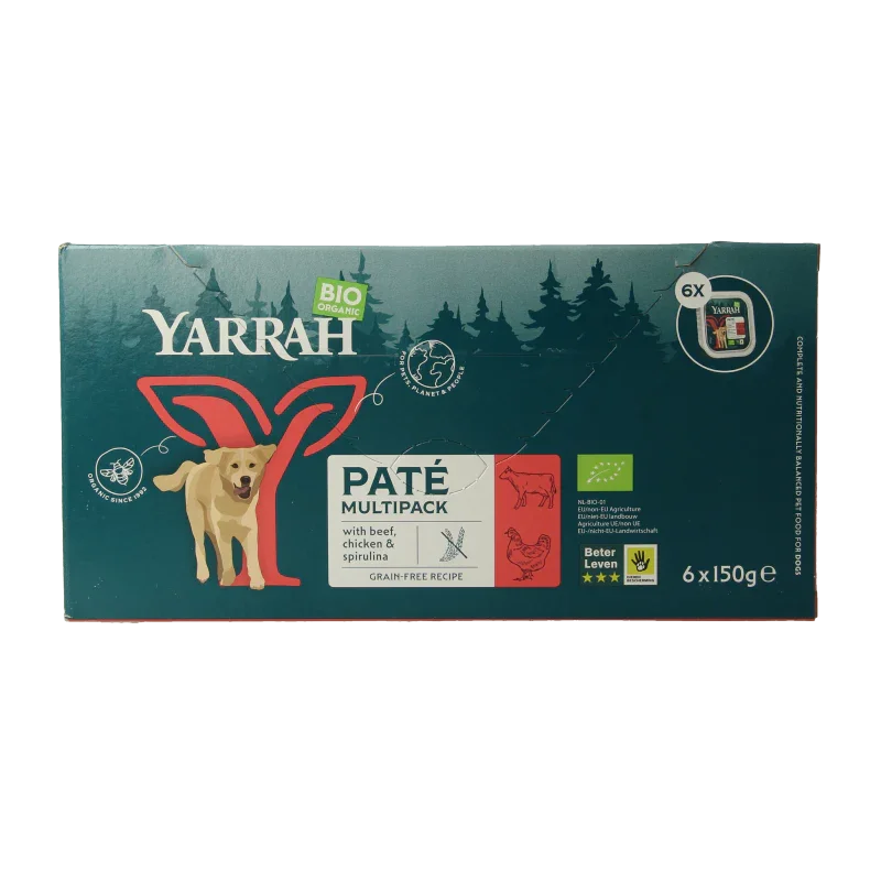 Yarrah Multipack hond met pate rund biologisch 150 Gram